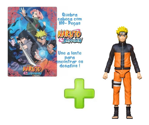 Quebra Cabeça Naruto Shippuden + Boneco Naruto Uzumaki 24 Cm